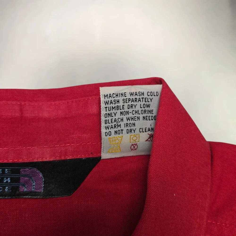 VTG The North Face Button Down Shirt Red Mens Sz M/L Canvas Long Sleeve TNF GORP
